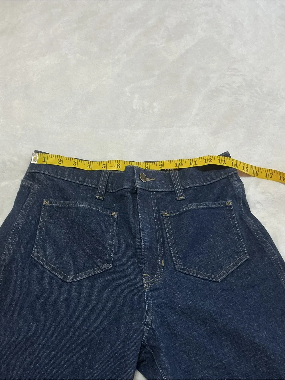 J. Crew Full Length Slim Wide Leg Patch Pocket Denim Jeans in Dark Indigo 27